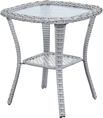 Vista 16 de Belord Mesa de centro al aire libre para patio, mesa de centro de ratán de 40 pulgadas con almacenamiento de 2 capas, mesa rectangular de mimbre