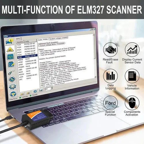 Vista 5 de Elm327 USB compatible con software Forscan Obd2 adaptador para Ford F150 F250 Lincoln Mazda Mercury lector de códigos OBD escáner de diagnóstico