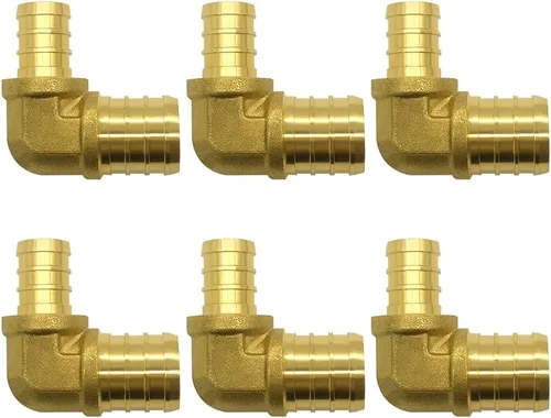 Vista 9 de Hooshing 9 unids 1/2 pulgada PEX 90 grados codo de latón sólido púas engarzado accesorios para trabajos de fontanería de tubería PEX