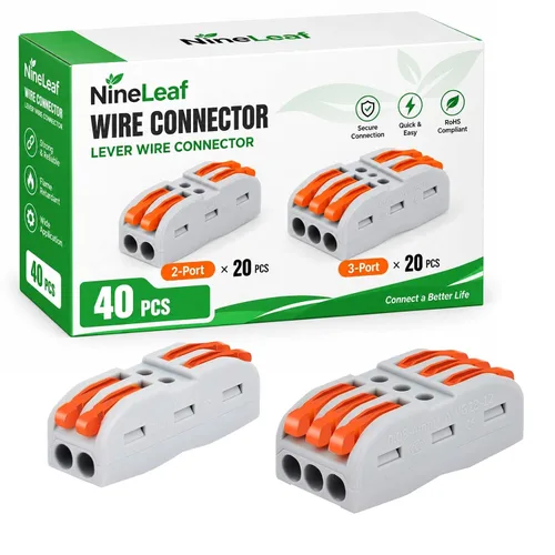 Vista 37 de Nineleaf Conectores de cable, conectores de cable eléctrico rápido de empuje, 32A 600 voltios, empalmes en línea de 2/3 circuitos, 28 a 12 awg, 2
