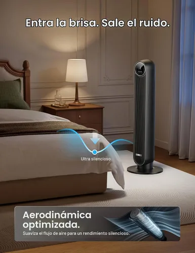 Vista 3 de DREO Ventilador de torre para dormitorio, velocidad de 28 pies/s