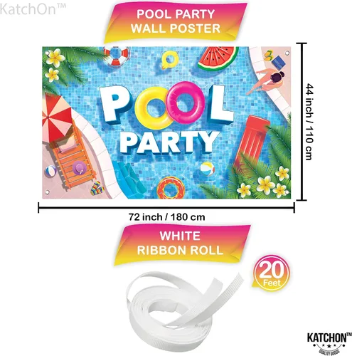 Vista 2 de KatchOn, Fondo extragrande para fiesta en la piscina, 72 x 44 pulgadas, pancarta de fiesta en la piscina para decoraciones de fiesta de piscina