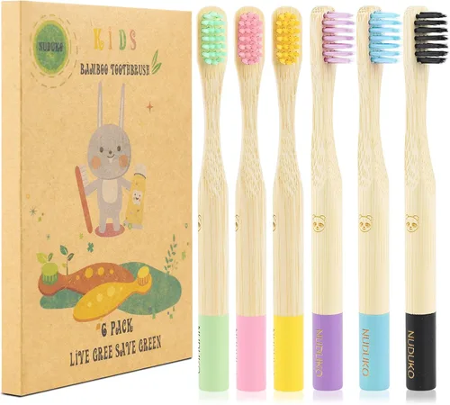 Vista 13 de NUDUKO Cepillos de dientes de bambú biodegradables, paquete de 10 unidades, ecológico, cepillo de dientes de madera natural, sin BPA