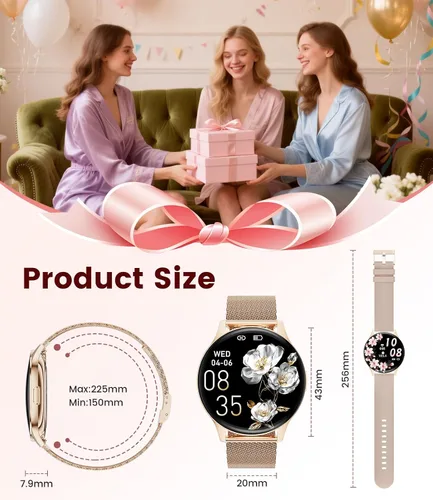 Vista 9 de Reloj inteligente para mujer con llamada de marca/respuesta, rastreador de actividad HD AMOLED de 1.43 pulgadas para Android iOS, reloj inteligente