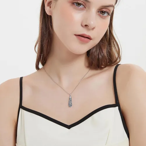 Vista 151 de Collar con colgante de urna de cenizas de cremación y árbol de la vida para mujer, plata de ley US1