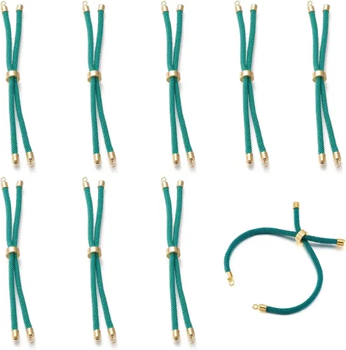 Vista 33 de 10 piezas de pulseras de cordón trenzado de nylon para hacer pulseras deslizantes ajustables con accesorios de latón dorado para accesorios de Negro