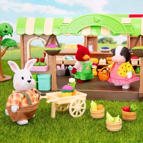 Vista 8 de Li'l Woodzeez Hoppingoods Rabbit Family - Juego de 4 figuras coleccionables de conejo posables con libro de cuentos - Figuras de muñeca de juego