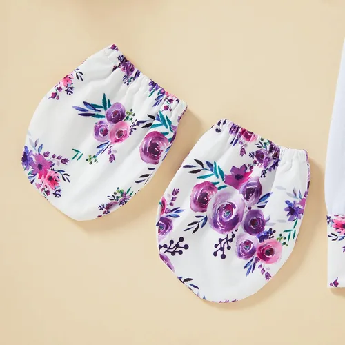 Vista 7 de GRNSHTS Conjunto de ropa para bebé recién nacida, mameluco con estampado de letras, sombrero+diadema para llegar a casa