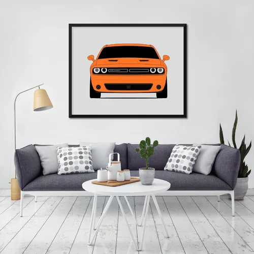 Vista 8 de Custom Car Posters Póster hecho a mano compatible con Dodge Challenger SXT (2015-2017), decoración de pared, impresión metálica de 8 x 10 pulgadas