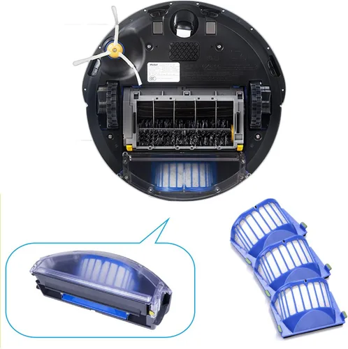 Vista 6 de Energup Accesorio para aspiradora Irobot Roomba serie 500 600 610 620 650, el paquete incluye 3 filtros, 3 cepillos laterales, 1 paquete de cerdas