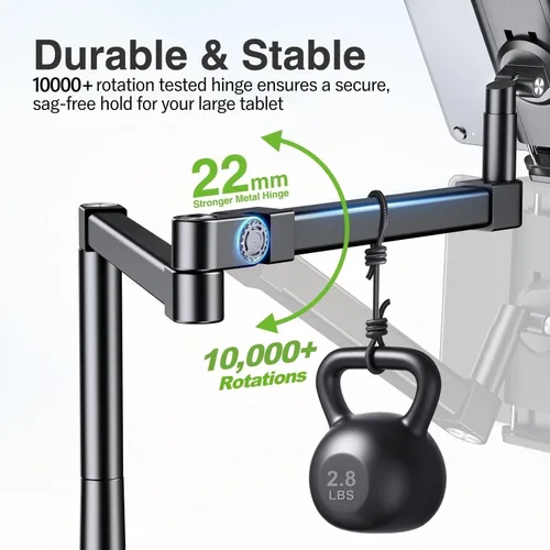 Vista 5 de elitehood Soporte de escritorio para iPad de brazo largo de 28 pulgadas, soporte de brazo de aluminio resistente para escritorio y cama, compatible