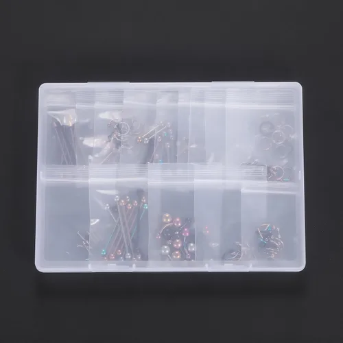 Vista 6 de Xpircn Kit de 150 piercings de acero inoxidable para labios, nariz, lengua, tragus, cartílago, daith, cejas, ombligo, ombligo, piercing Color mixto