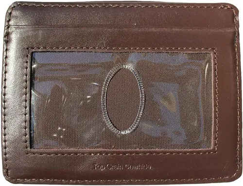 Vista 2 de Big Skinny Cartera de piel abierta para tarjetas con capacidad para hasta 9 tarjetas, color marrón