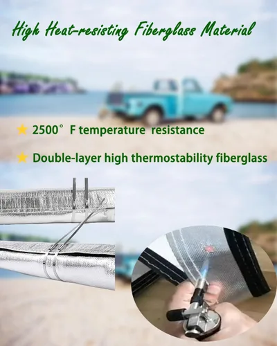 Vista 4 de Funda protectora térmica de alambre aluminizado de 1/2 pulgada de diámetro interior x 3.3 pies, cubierta térmica de gancho y bucle dividido