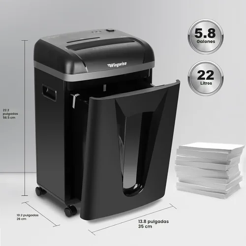 Vista 4 de Wingwise Trituradora de papel micro cortado de 9 hojas para oficina en casa