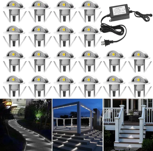 Vista 48 de Luz LED para escaleras, bajo voltaje, impermeable, IP65, para exteriores, 1-2/5 pulgadas, de madera empotrada, iluminación LED de terraza, patio