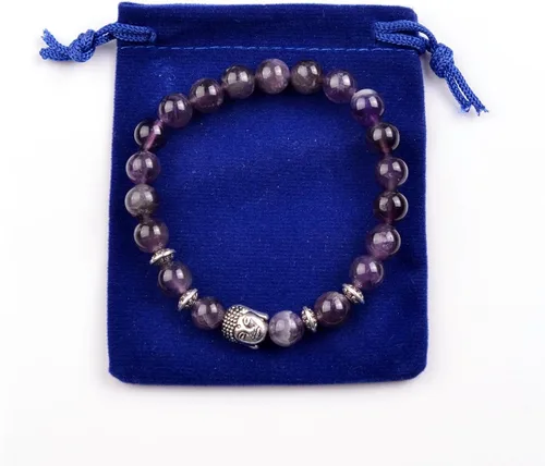Vista 2 de Joya brazalete con gemas redondas de 8 mm brazalete para los chacras regalo de cumpleaños