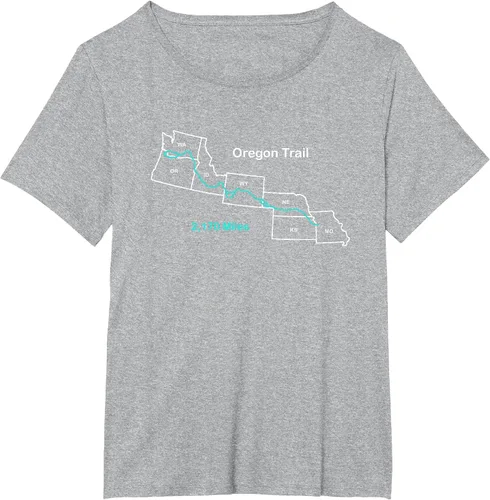 Vista 11 de Route Map of The Oregon National Historic Trail T-Shirt Asphalt Grey