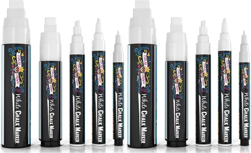 Vista 14 de CHALKY CROWN Rotulador de tiza líquida – Marcador de borrado en seco – Marcadores de tiza para letreros de pizarra, ventanas, pizarra, vidrio – Negro