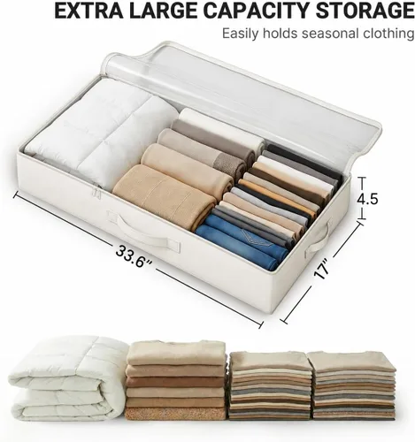 Vista 3 de TidyCorner 2-Pack Under Bed Storage Containers, 4.5 Inches Tall Low Profile Underbed Clothes Storage Organizer Bin with Sturdy Sidewalls/Bottom