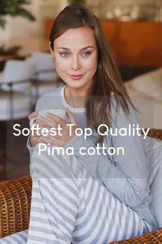 Vista 3 de Conjunto de pijama de algodón Pima increíblemente suave para mujer The Soul Mate