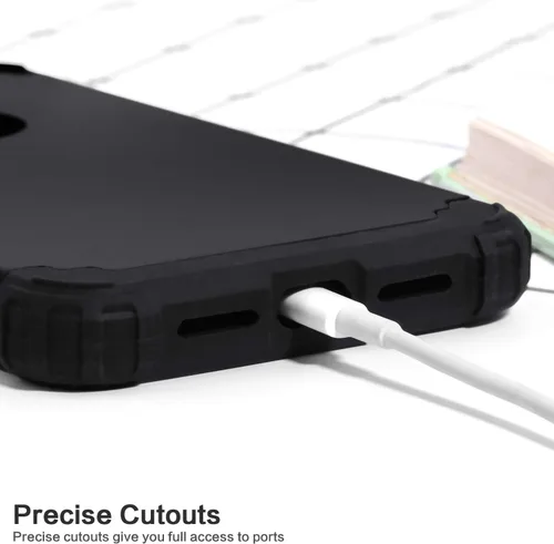 Vista 9 de IDweel Funda para iPhone XR, funda para iPhone XR con protector de pantalla de vidrio templado, 3 en 1, a prueba de golpes, delgada, híbrida, Negro