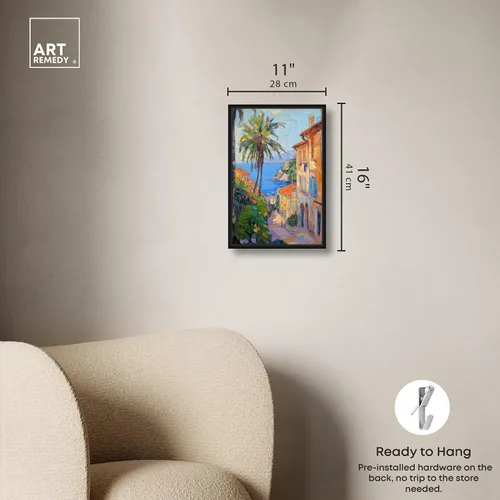 Vista 5 de Art Remedy Serene Waterside Canvas Monet Coastal, marco negro, 10 x 15 pulgadas