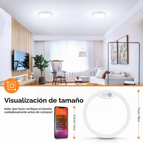 Vista 4 de Brightever - Lámpara de techo con sensor de movimiento de 7 pulgadas con cable para armario, pasillo