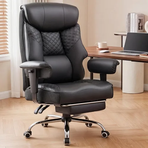 Vista 14 de GTRACING Silla de oficina grande y alta de 400LBS, ergonómica, de tela, diseño de lujo con relieve, silla para juegos con reposapiés, apoyabrazos