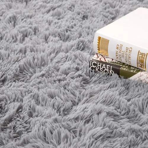 Vista 2 de Junovo - Alfombra de felpa ultra suave lavable, antideslizante, ovalada para guardería, dormitorio de niños y decoración del hogar (2x5 pies, gris)