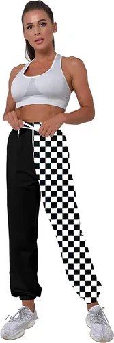 Vista 4 de TSMNZMU Pantalones de mujer de pierna ancha góticos, pantalones punk coreanos, pantalones negros, pantalones de yoga Harajuku