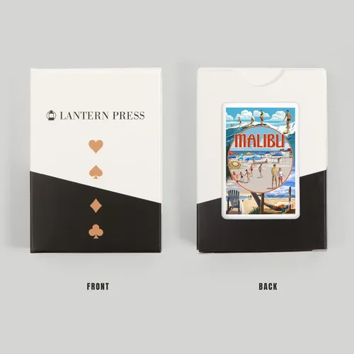 Vista 8 de Lantern Press Malibu, California, montaje en la playa (52 cartas de juego, baraja de cartas de tamaño póquer con Jokers)