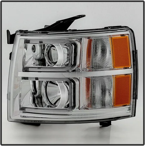 Vista 2 de ACANII - Para Chevy Silverado 2007-2013 1500 2500 3500 Cromo LED Tubo Proyector Faros Faros Par Par Izquierdo+Derecho