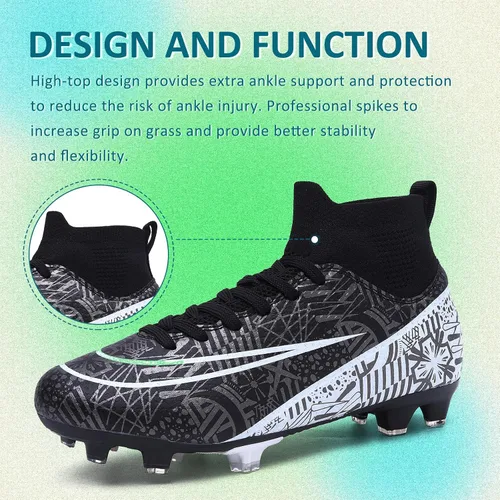 Vista 3 de Tacos de fútbol para hombre y mujer, zapatos de fútbol para interiores y exteriores, para niño grande AGFG