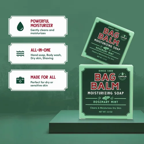 Vista 3 de Bag Balm Jabón hidratante en barra – Jabón suave para piel seca con lanolina – Bálsamo limpiador de manos y cuerpo – Jabón en barra de piel sensible