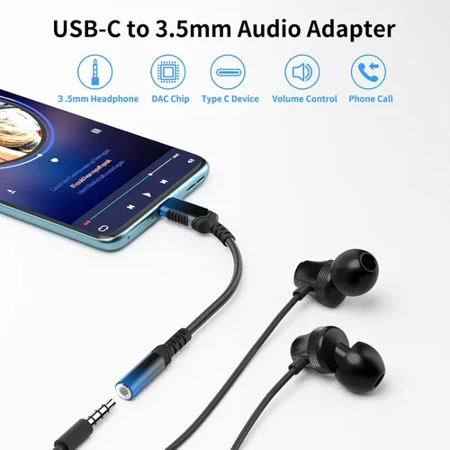 Vista 2 de Adaptador de audio USB C a 0.138 in para Motorola Edge+ para iPhone 17 17e Air 16 16e 15 Pro, tipo C macho a hembra Aux Jack Dongle Cable