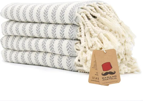 Vista 40 de Bazaar Anatolia Toallas de mano – Juego de 4 39 x 19 pulgadas – Toalla de mano turca a rayas para baño, 100% algodón, cocina, cara, cabello, té