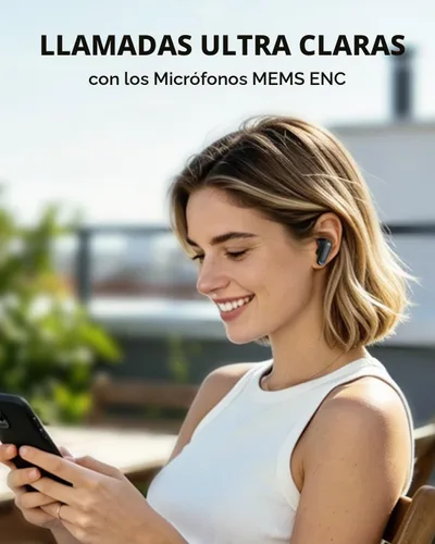 Vista 6 de Auriculares inalámbricos T8 Bluetooth con micrófono, pantalla de alimentación LED, graves profundos, auriculares ergonómicos intrauditivos Negro