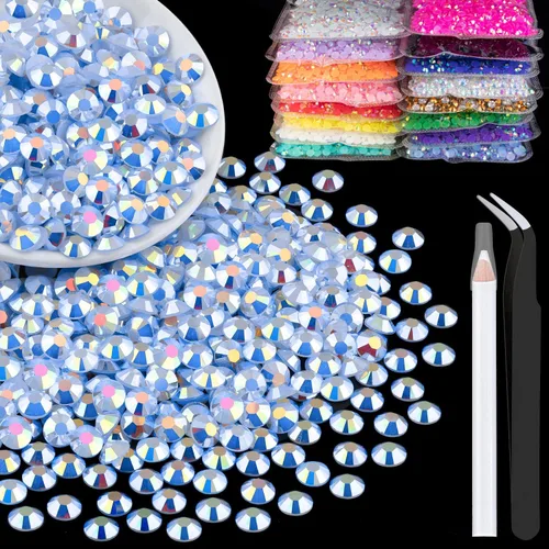 Vista 22 de 5000 piezas de 2mm de strass de resina a granel, strass de gel negros con parte posterior plana y redonda para embellecer sin termoadhesión, gemas