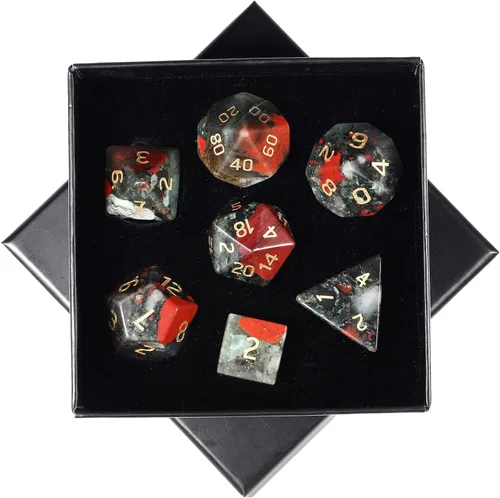 Vista 9 de SUNYIK Juego de 7 dados poliédricos DND de piedra de cristal pulido para juegos de mesa RPG MTG, dados de juego DND, mazmorras y dragones
