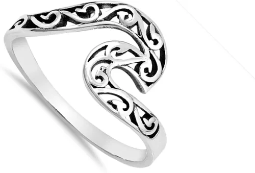 Vista 2 de Elige tu color anillo de plata esterlina con ondas filigrana