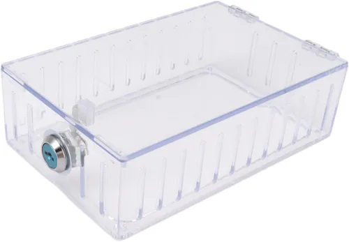 Vista 6 de Caja de bloqueo de termostato con llave, cubierta transparente, adecuada para la mayoría de termostatos, grande, acrílico de alta calidad, larga