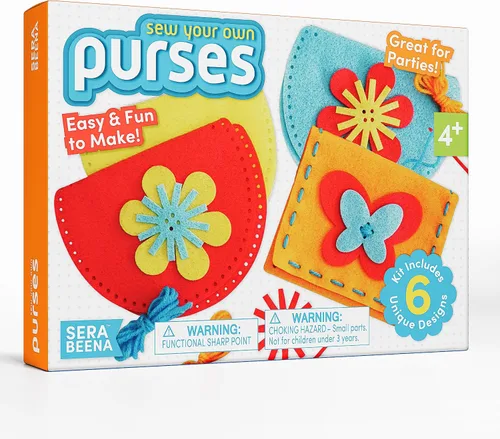 Vista 5 de Serabeena Cose Tus Propios Monederos - Kit de Costura para Niños - Manualidades de Fieltro para Niños - Costura Edades 4-8 Años en Adelante - Kit