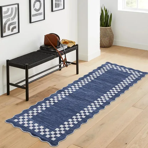 Vista 112 de GarveeHome Alfombra lavable de 5 x 7 pies para sala de estar, alfombra Beige festoneado