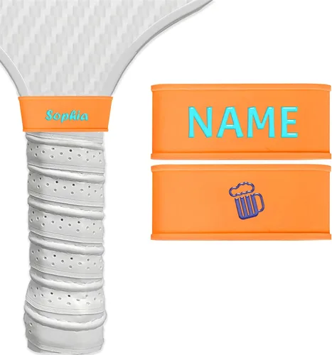 Vista 10 de 2 bandas de nombre personalizadas de paleta de pickleball, accesorios personalizados de paleta de pickleball para cinta de agarre seguro, bandas