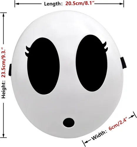 Vista 6 de Máscara de chico tímido, máscara de anime blanca, máscara de Halloween, máscara divertida para disfraz de Halloween, accesorios de cosplay 2