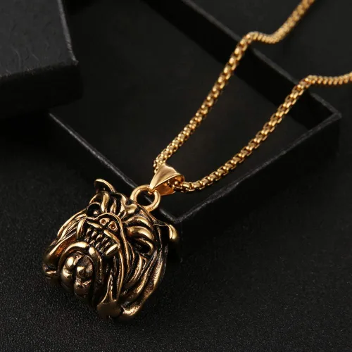 Vista 5 de AsAlways Animal Necklace for Men, with 22"+2" Rolo Chain BULLDOG