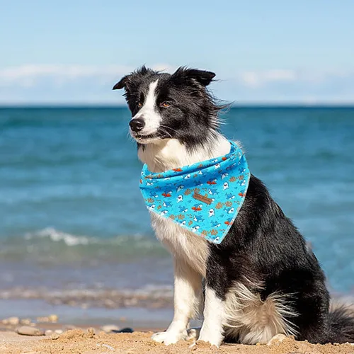 Vista 4 de Pañuelo para perro, pañuelo para mascotas con estampado de tiburón, pañuelo para mascotas, 1 unidad, lavable, de algodón, cuadrado, bufandas