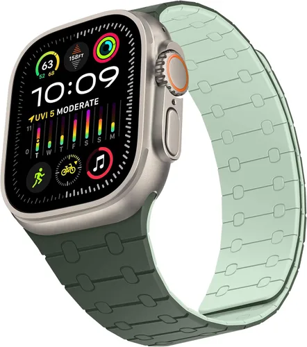 Vista 26 de Compatible con correa de Apple Watch de 49mm 46mm 45mm 44mm 42mm 41mm 40mm 38mm, correa de bucle magnético ajustable de silicona para iWatch Ultra
