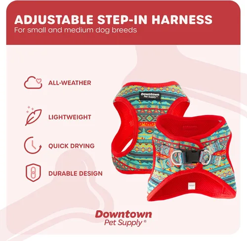 Vista 149 de Downtown Pet Supply Arnés para perro Step-in – Sin tirones, malla acolchada ajustable con ribete reflectante, correa de hebilla segura – Arnés